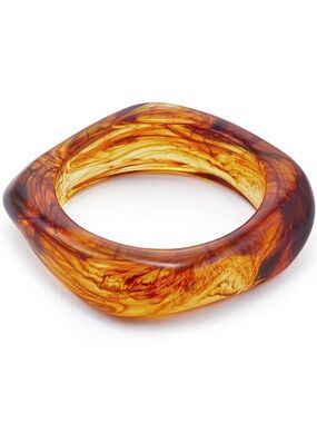Twenty Compass Cognac Amber Swirl Resin Square Bangle Bracelet